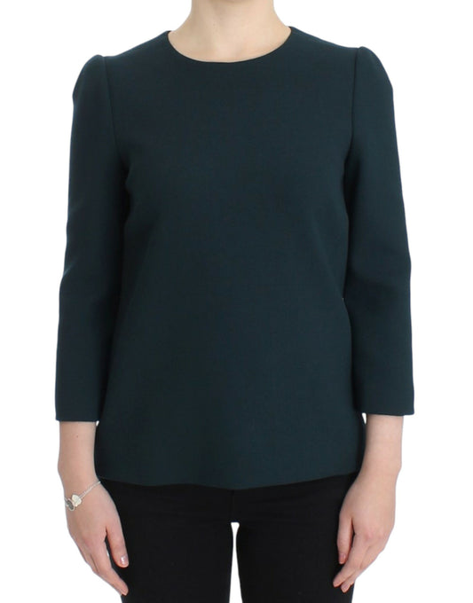 Dolce &amp; Gabbana Blouse en laine verte à manches 3/4