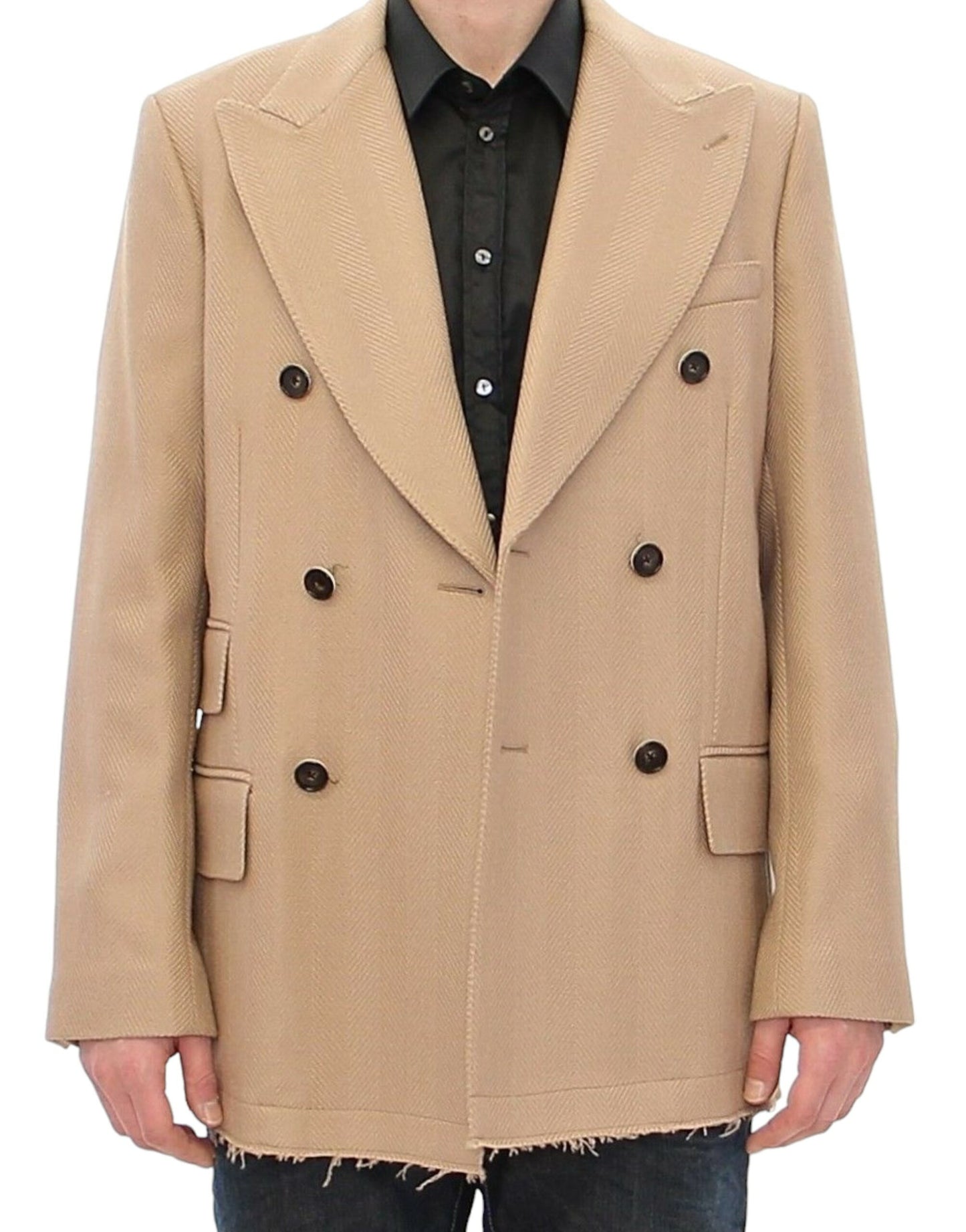 Dolce &amp; Gabbana Beige zweireihige Manteljacke