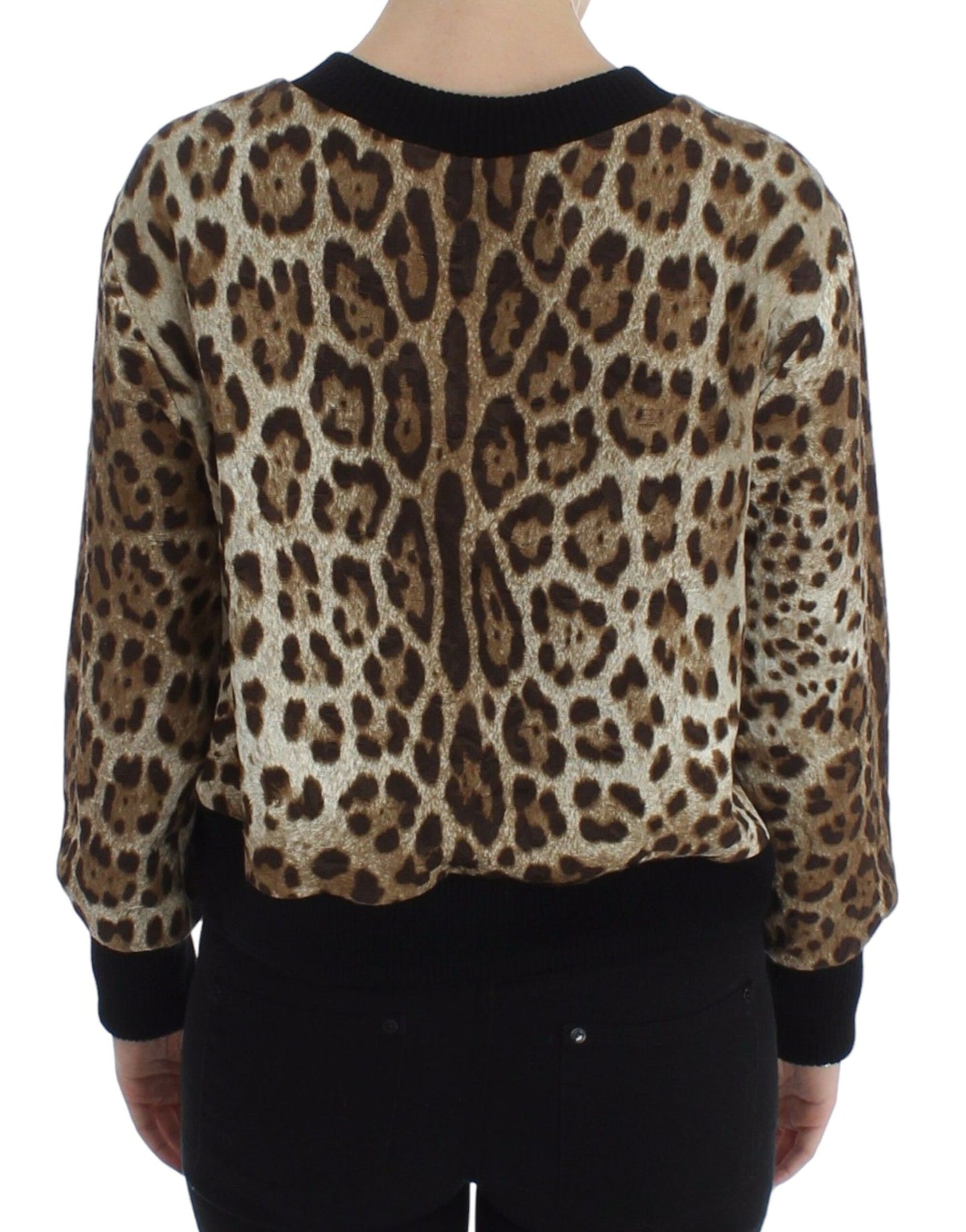 Dolce &amp; Gabbana Kurzpullover mit Leopardenmuster und Rundhalsausschnitt