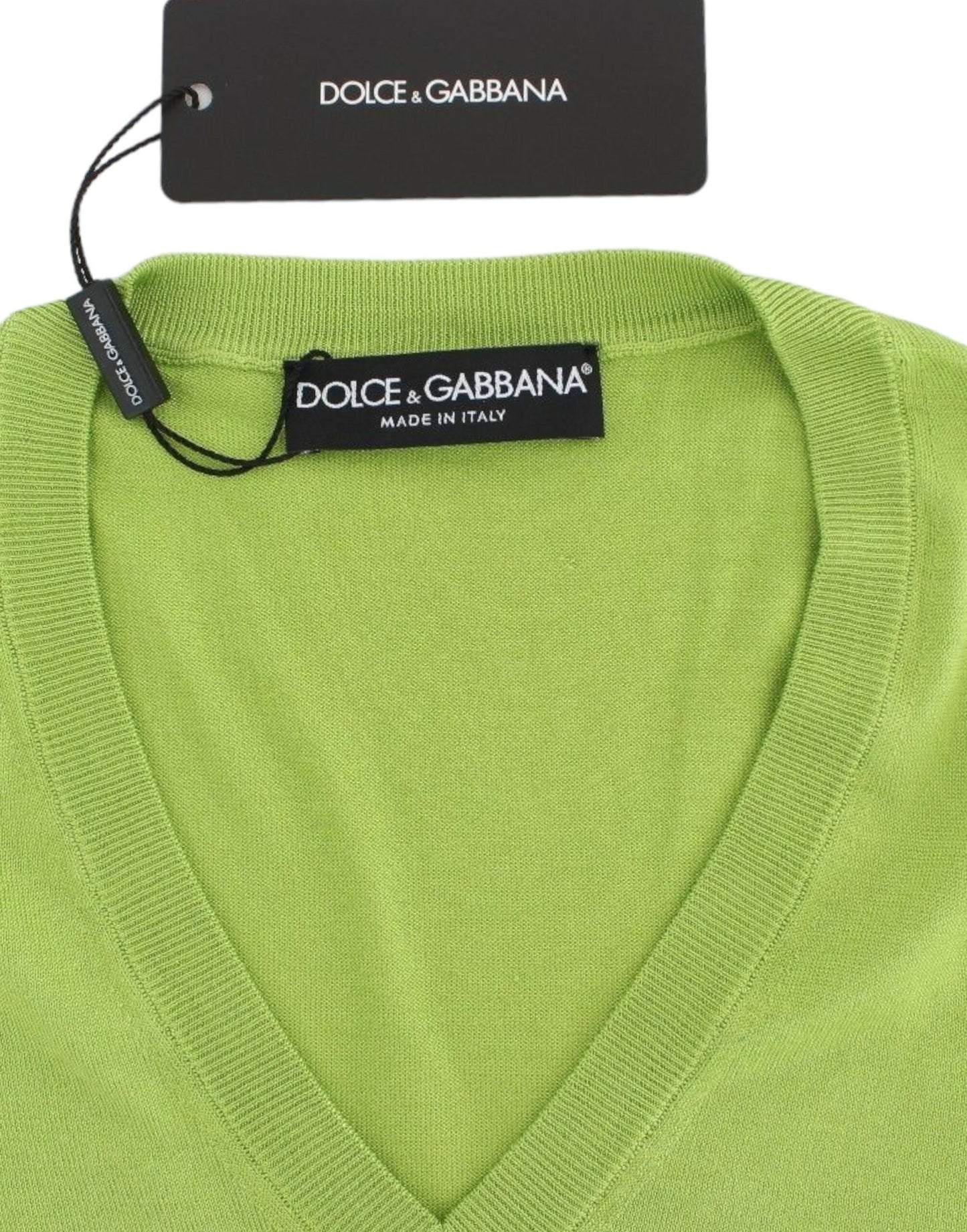 Dolce &amp; Gabbana Grünes Wollpullover mit V-Ausschnitt