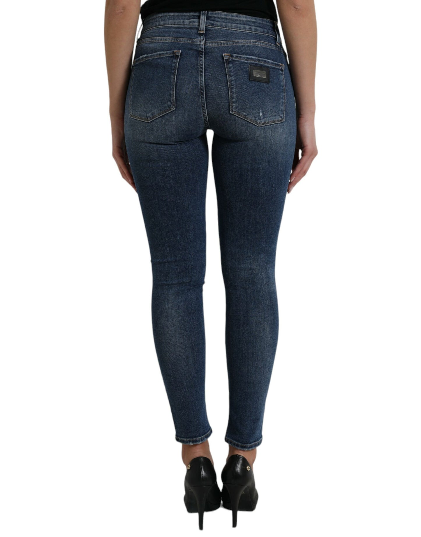 Dolce & Gabbana Elegant Mid Waist Stretch Jeans in Blue