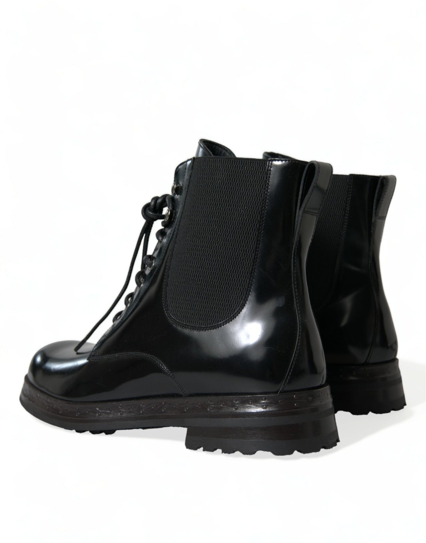 Dolce & Gabbana Elegant Black Leather Mid Calf Men's Boots