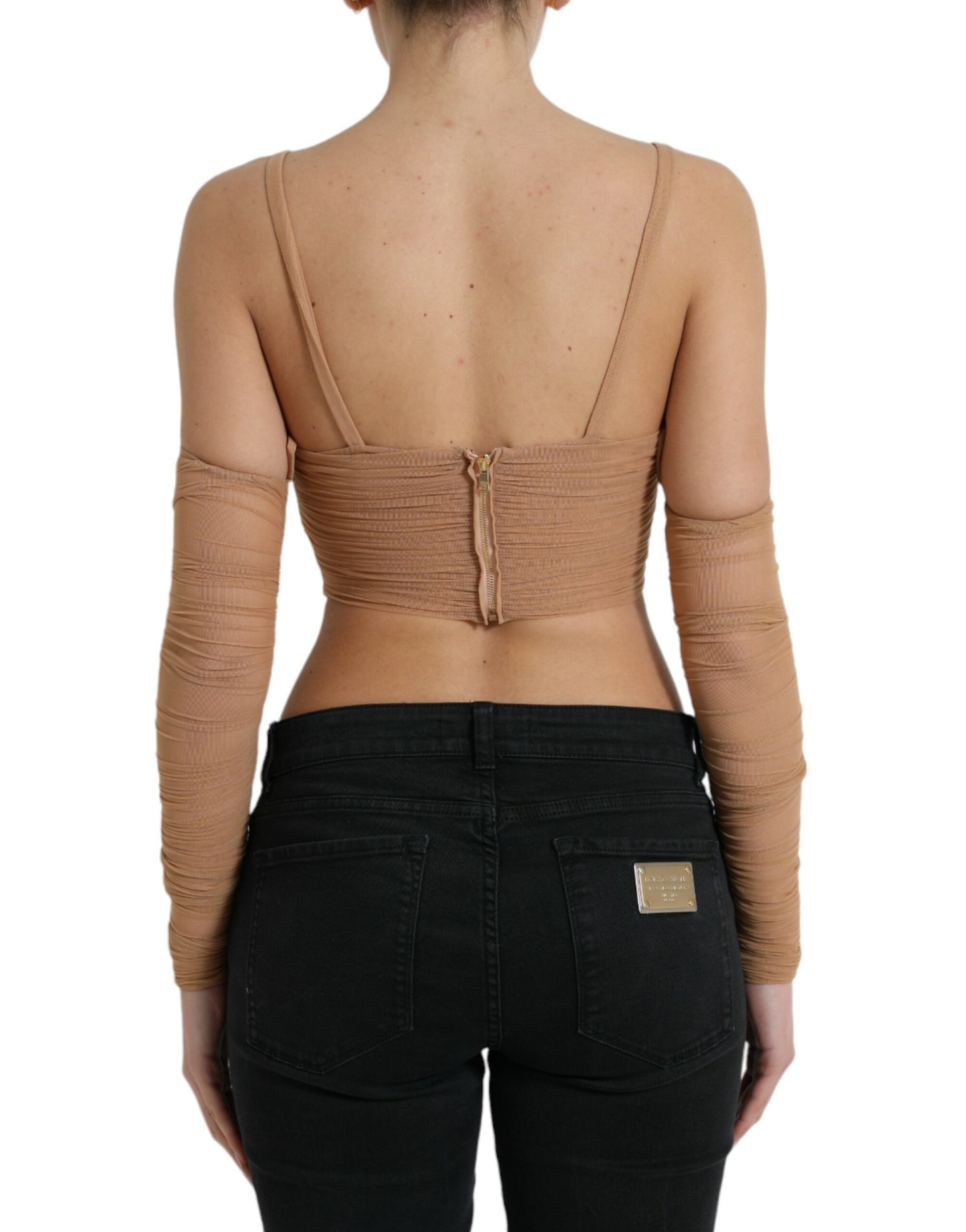 Dolce & Gabbana Elegant Brown Cropped Long Sleeve Top