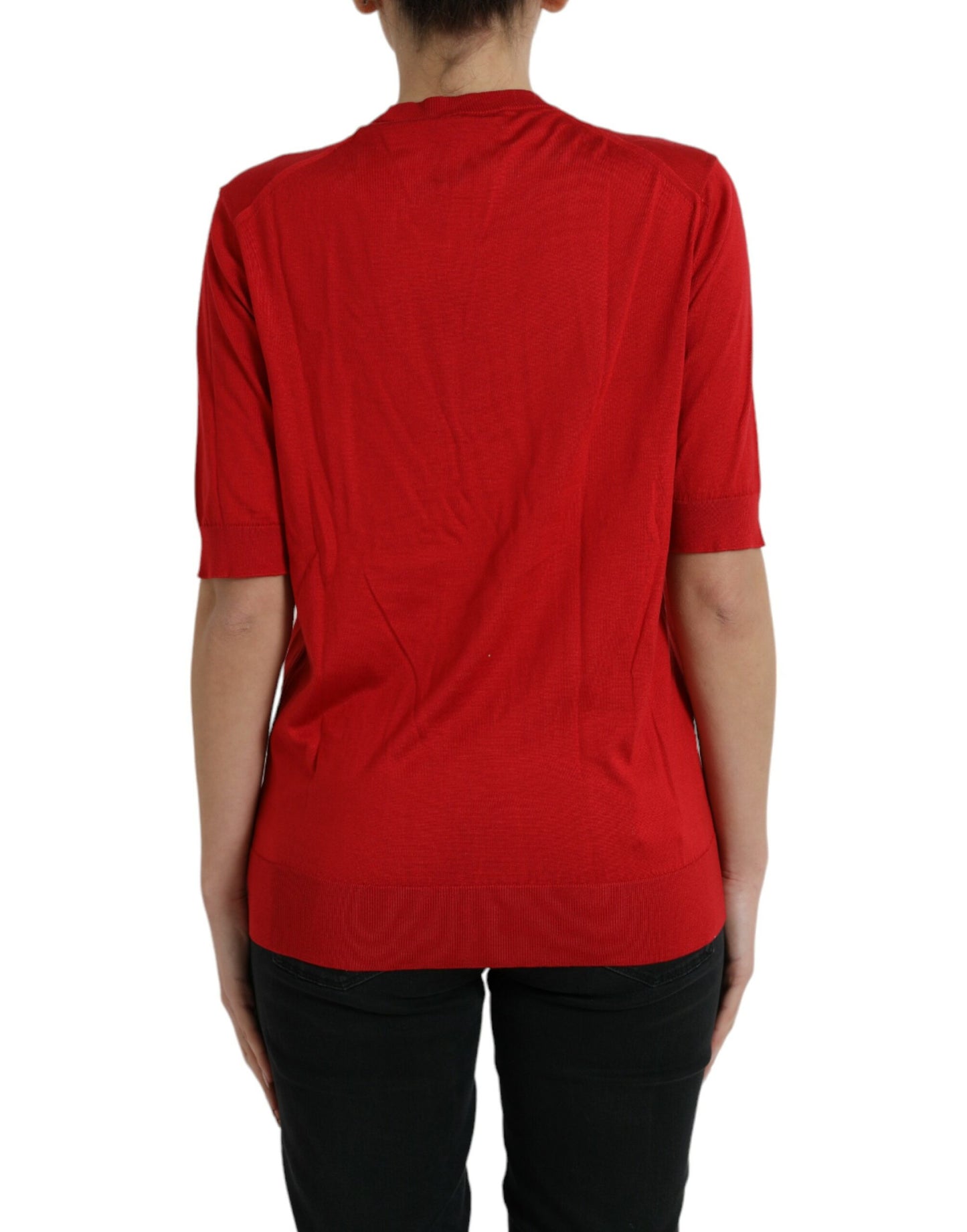 Dolce & Gabbana Silk Red Crew Neck Top