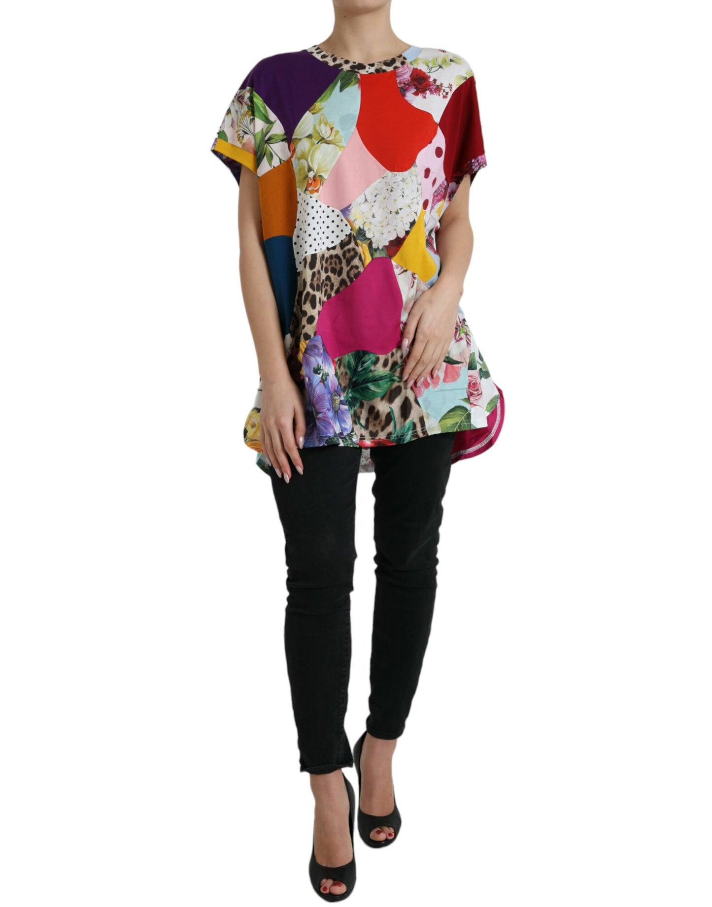 Dolce & Gabbana Multicolor Cotton Silk Patchwork Blouse