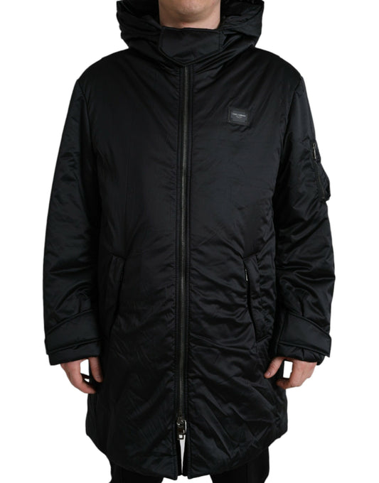 Dolce & Gabbana Elegant Black Hooded Parka Jacket