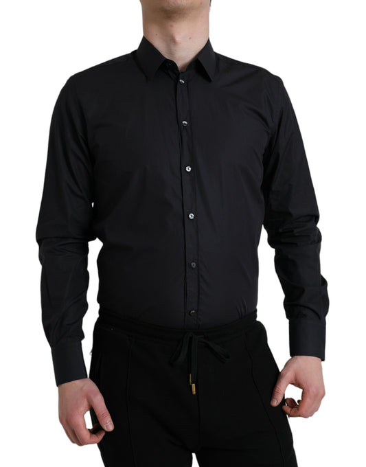 Dolce & Gabbana Elegant Navy Blue Slim Fit Dress Shirt