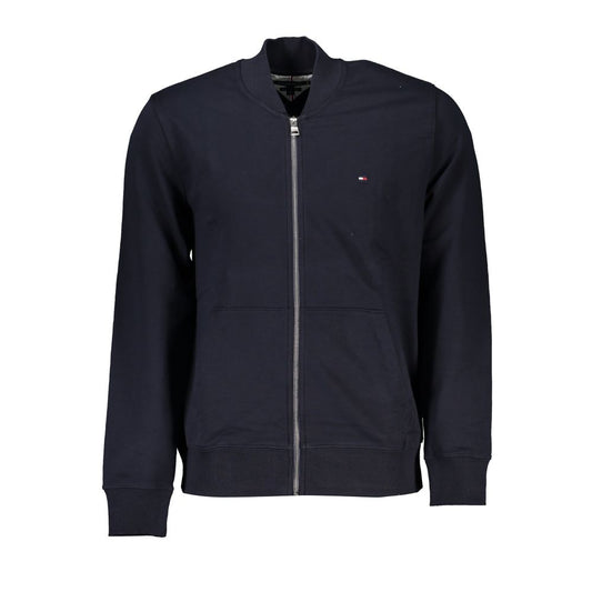 Tommy Hilfiger Sleek Blue Zip Sweatshirt with Embroidery Detail