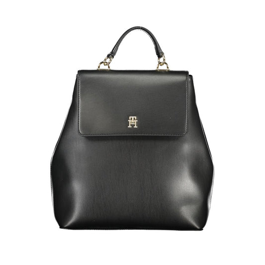 Tommy Hilfiger Eco-Chic Black Backpack with Automatic Closure