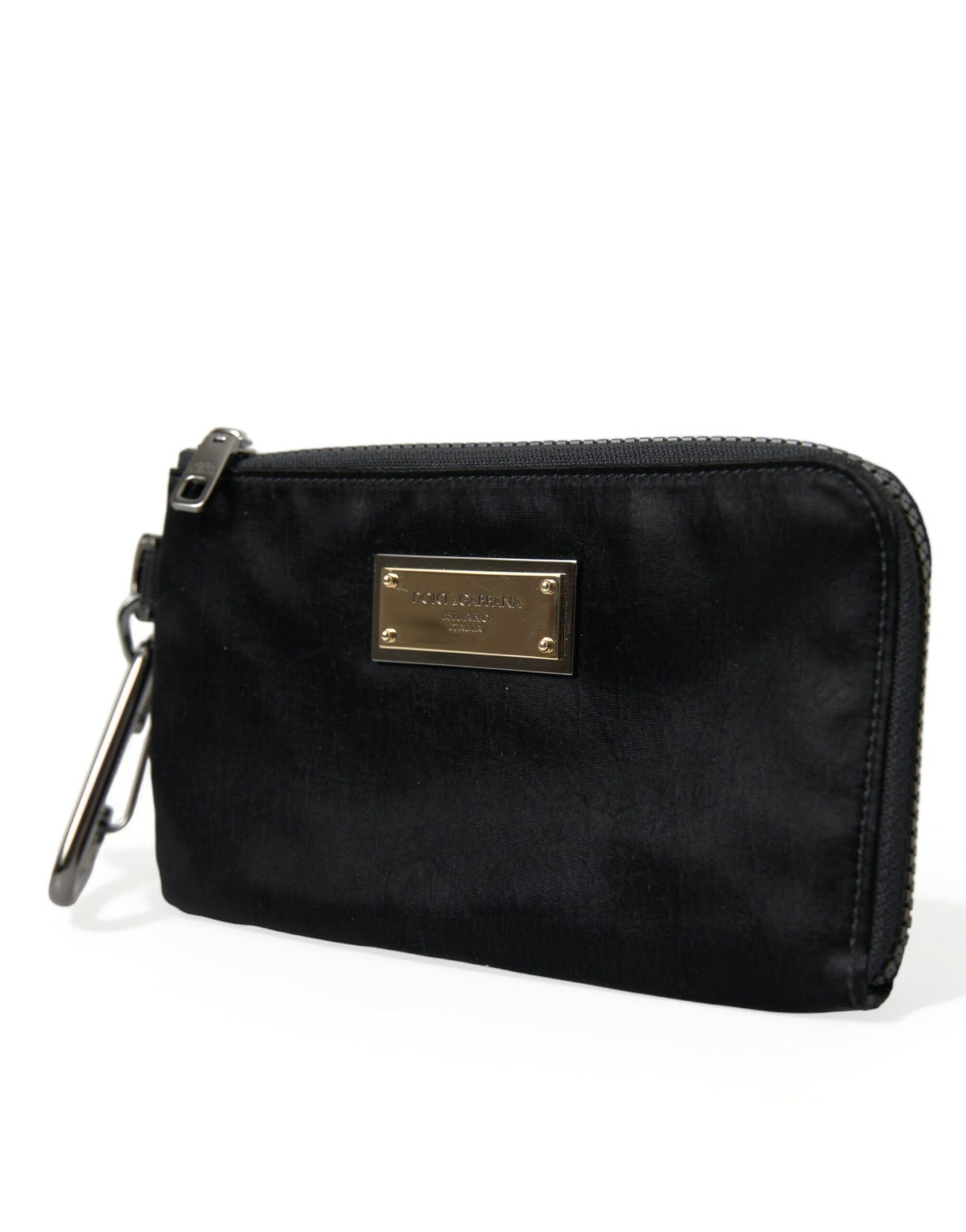 Dolce & Gabbana Sleek Designer Nylon-Leather Pouch in Black