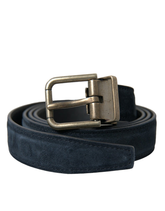 Dolce & Gabbana Elegant Blue Leather Belt with Metal Buckle