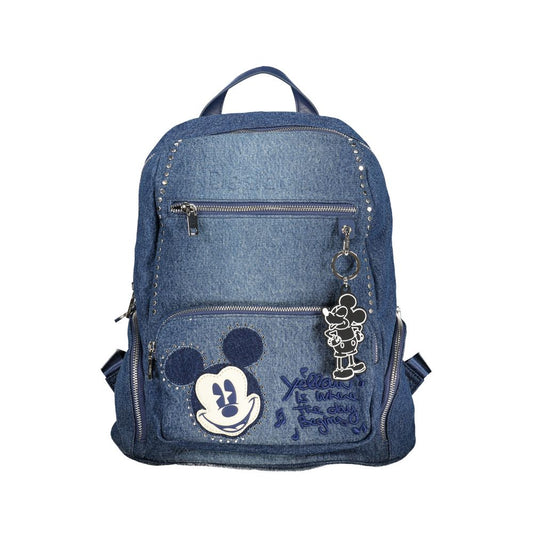 Desigual Chic Embroidered Blue Backpack with Contrasting Details