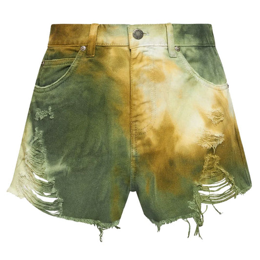 PINKO Military Green Cotton Women Shorts