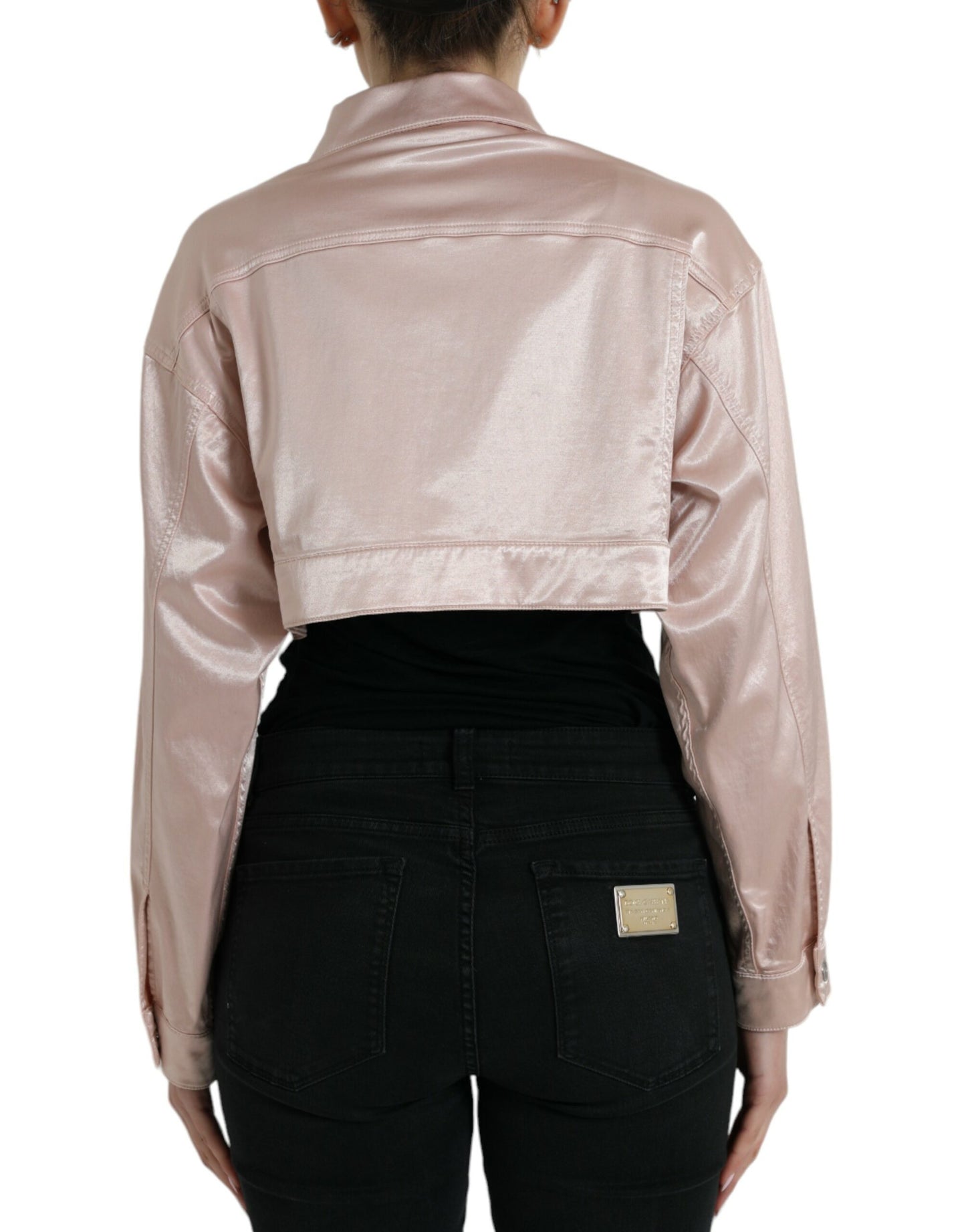 Dolce & Gabbana Elegant Pink Cropped Denim Jacket