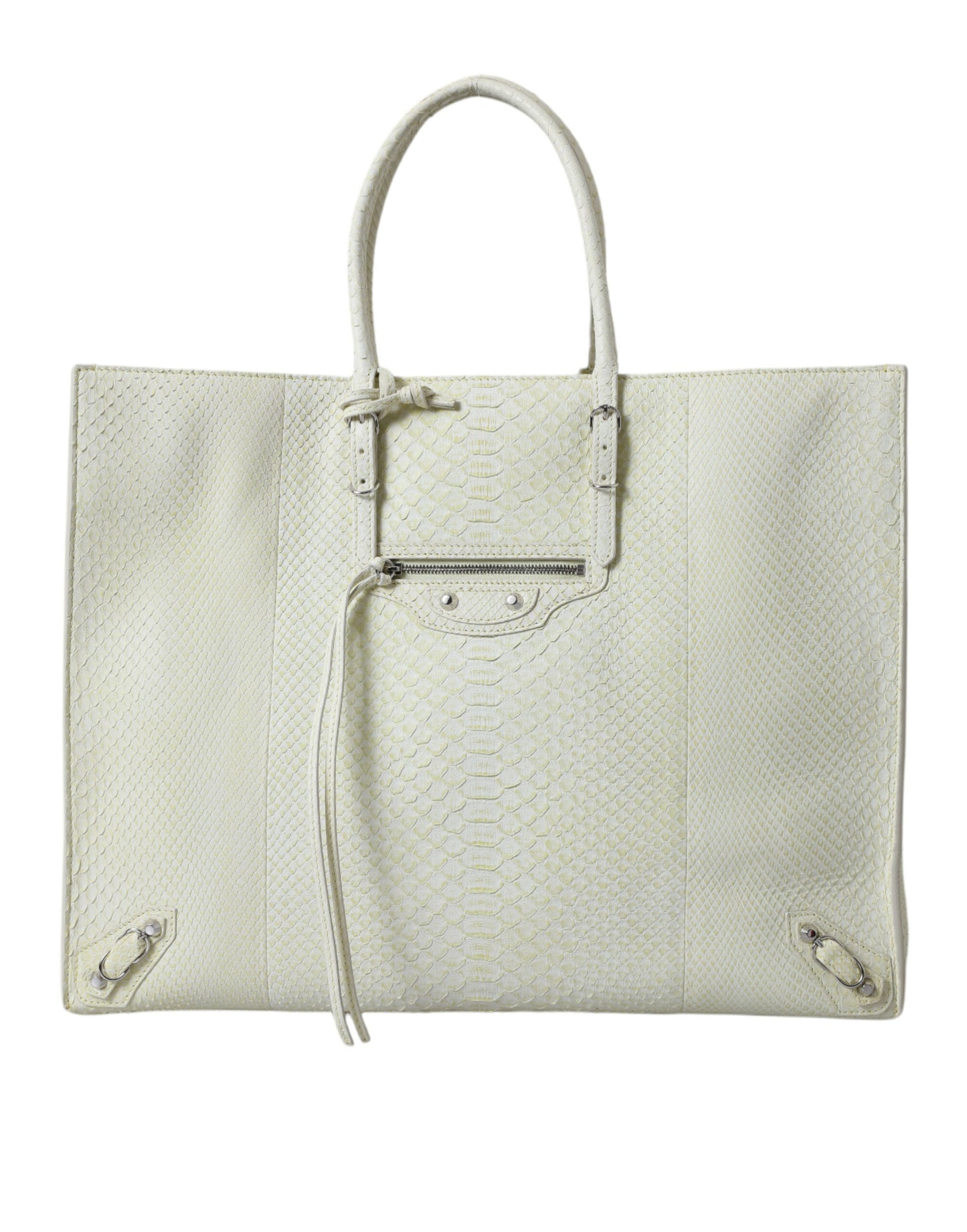 Balenciaga Chic Python Leather Tote in White & Yellow