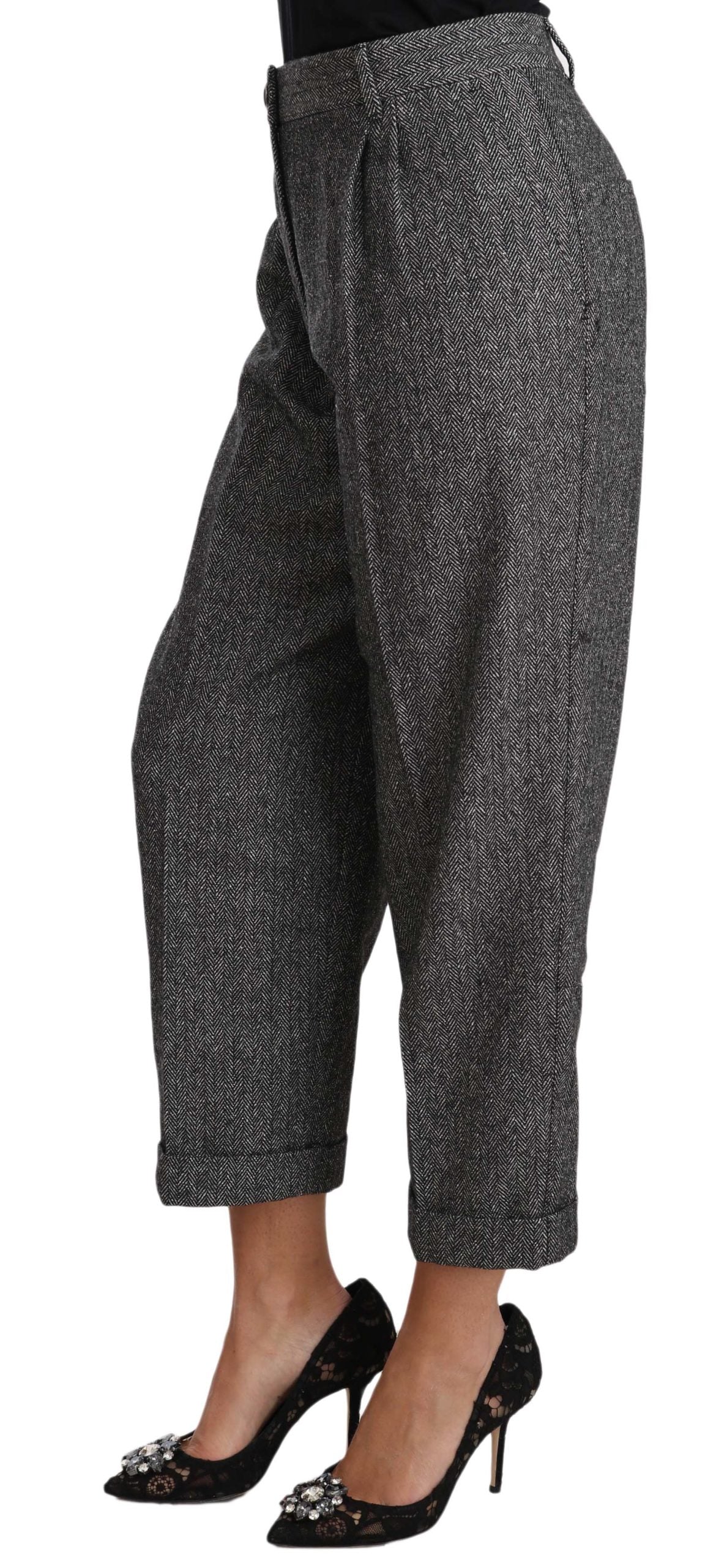 Dolce &amp; Gabbana Pantalon court plissé en laine gris