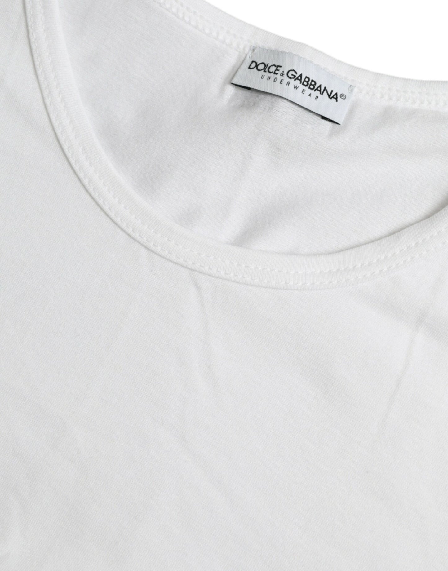 Dolce & Gabbana White Cotton Round Neck Crewneck Underwear T-shirt