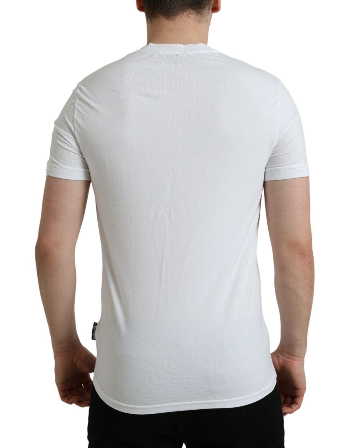 Dolce & Gabbana White Cotton V-neck Short Sleeve Underwear T-shirt