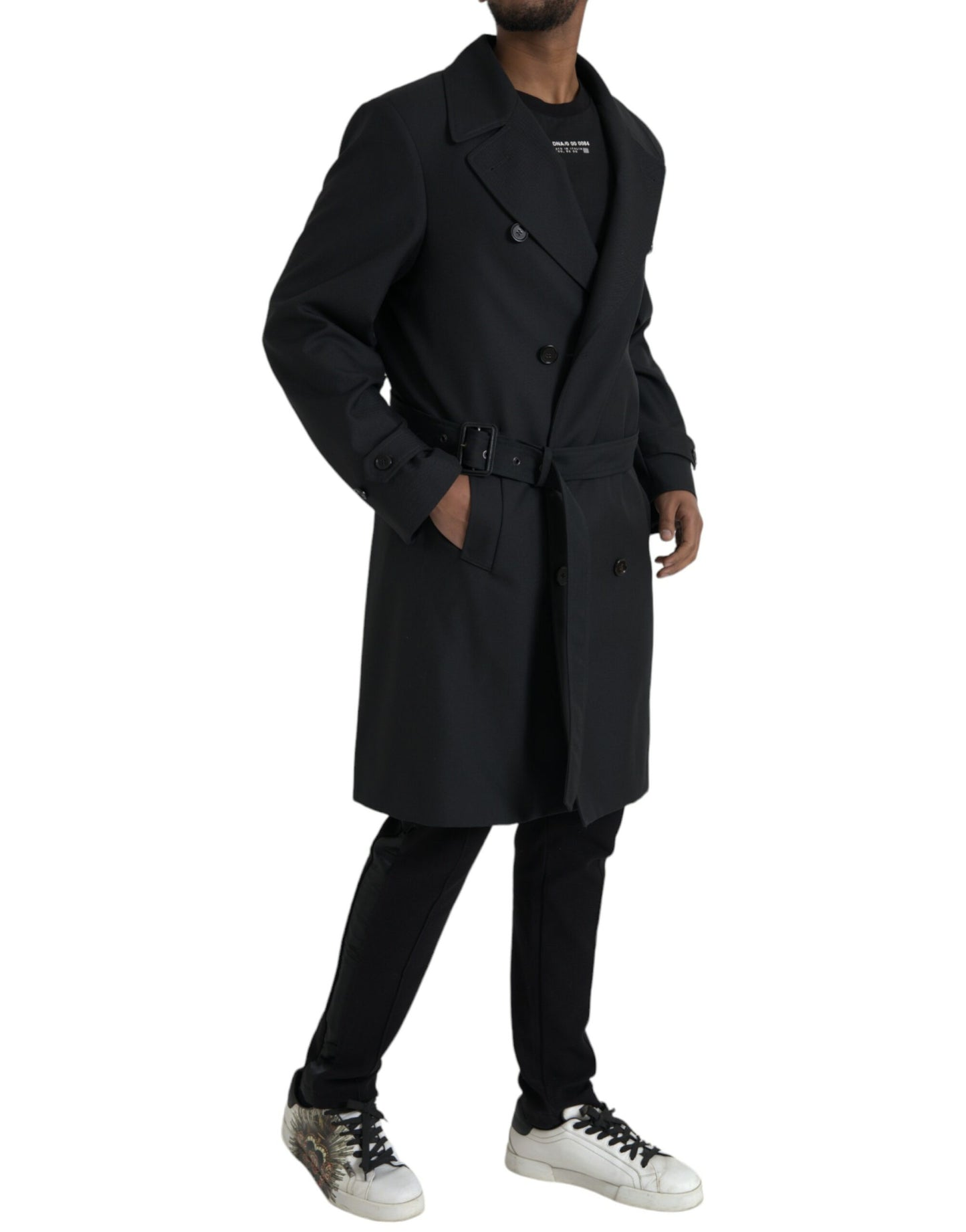 Dolce & Gabbana Black Double Breasted Trench Coat Jacket