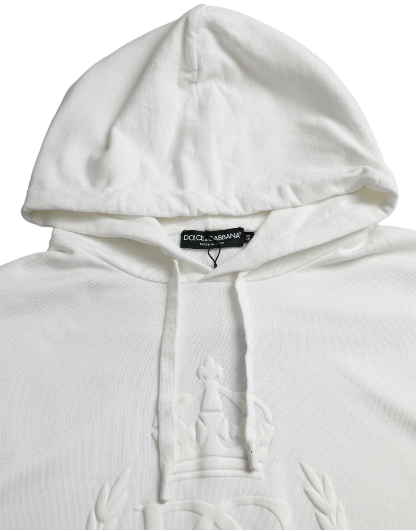 Dolce & Gabbana White Cotton Hooded Sweatshirt Pullover Sweater