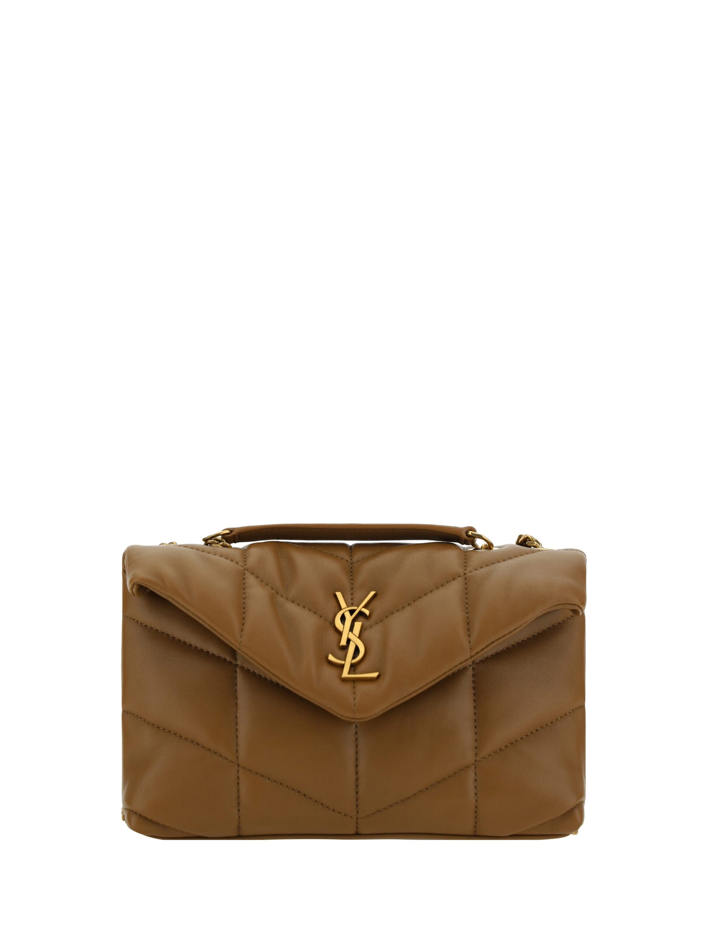 Saint Laurent Brown Lamb Leather Puffer Toy Shoulder Bag