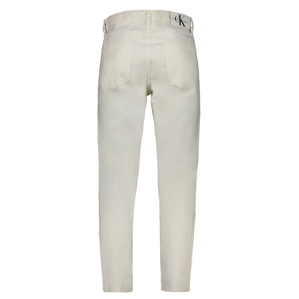 Calvin Klein White Cotton Jeans & Pant