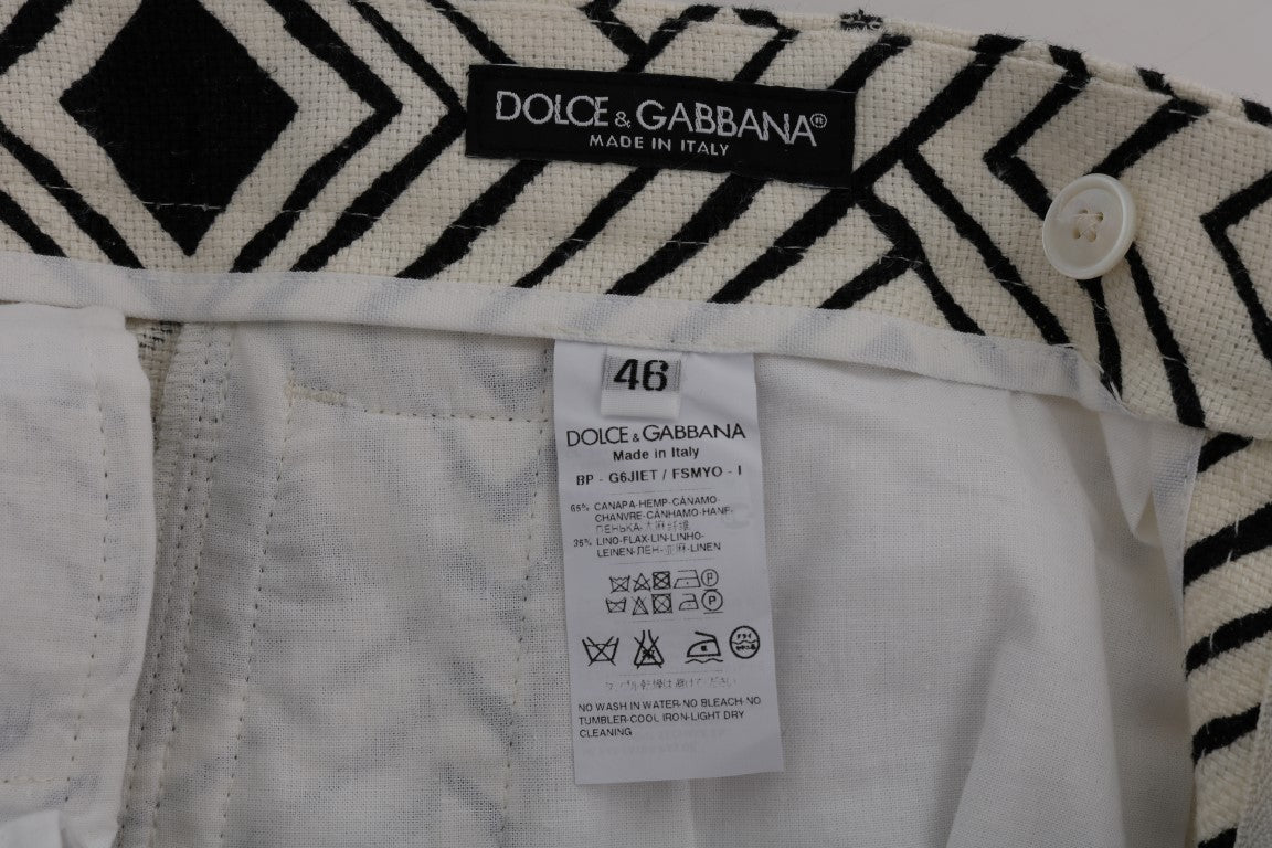 Dolce &amp; Gabbana Weiß-schwarz gestreifte Freizeitshorts