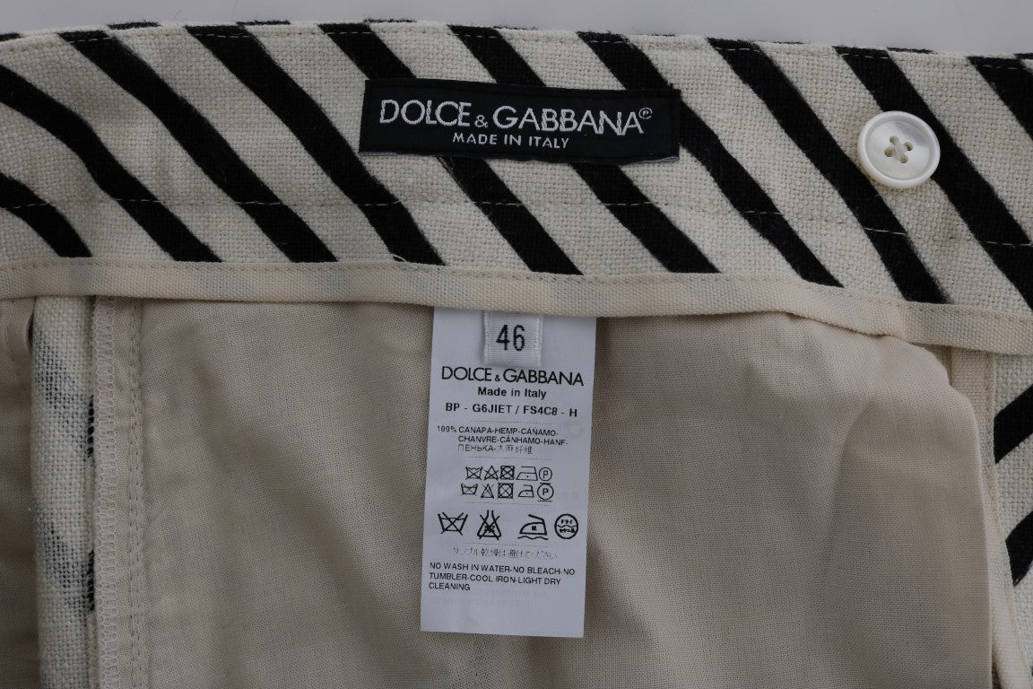 Dolce &amp; Gabbana Short décontracté en chanvre rayé noir blanc