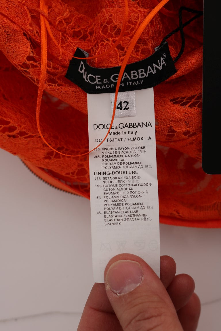 Dolce &amp; Gabbana Robe longue fourreau à fleurs orange Ricamo