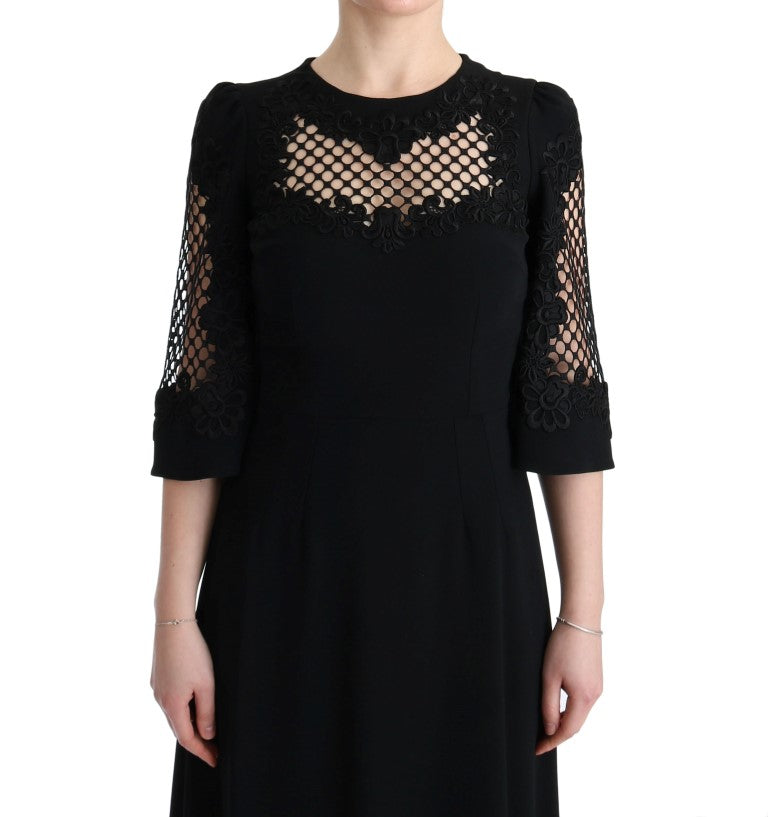 Dolce &amp; Gabbana - Robe longue droite extensible noire