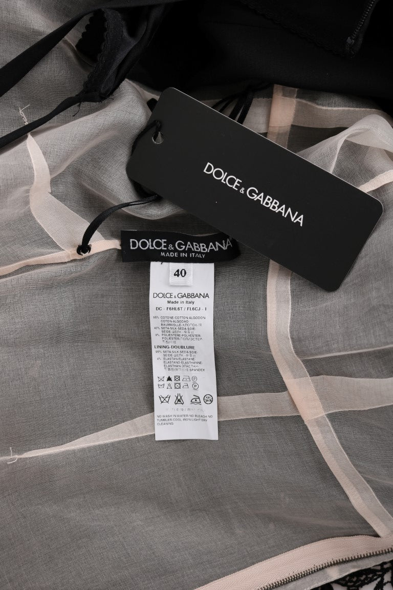 Dolce &amp; Gabbana Robe longue à fleurs en soie et coton noir