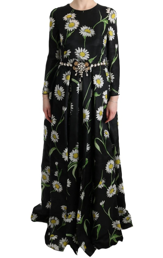 Dolce &amp; Gabbana Robe longue en soie multicolore à imprimé tournesol