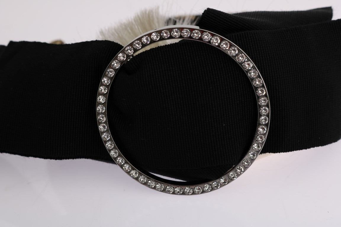 Dolce &amp; Gabbana Schwarzes, kristallweißes Diadem-Stirnband