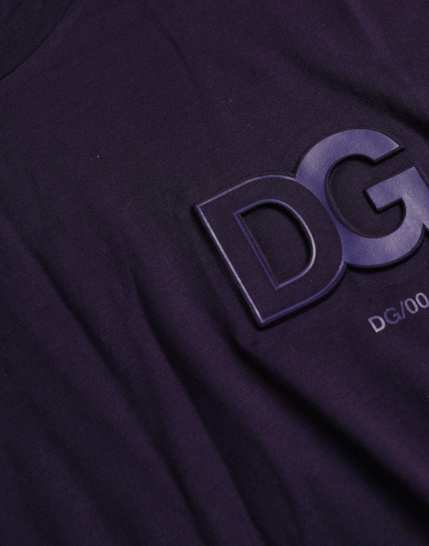 Dolce & Gabbana Purple Logo Patch Short Sleeve Cotton T-shirt