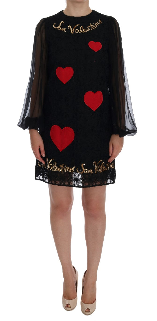 Dolce &amp; Gabbana Robe droite noire à paillettes San Valentino