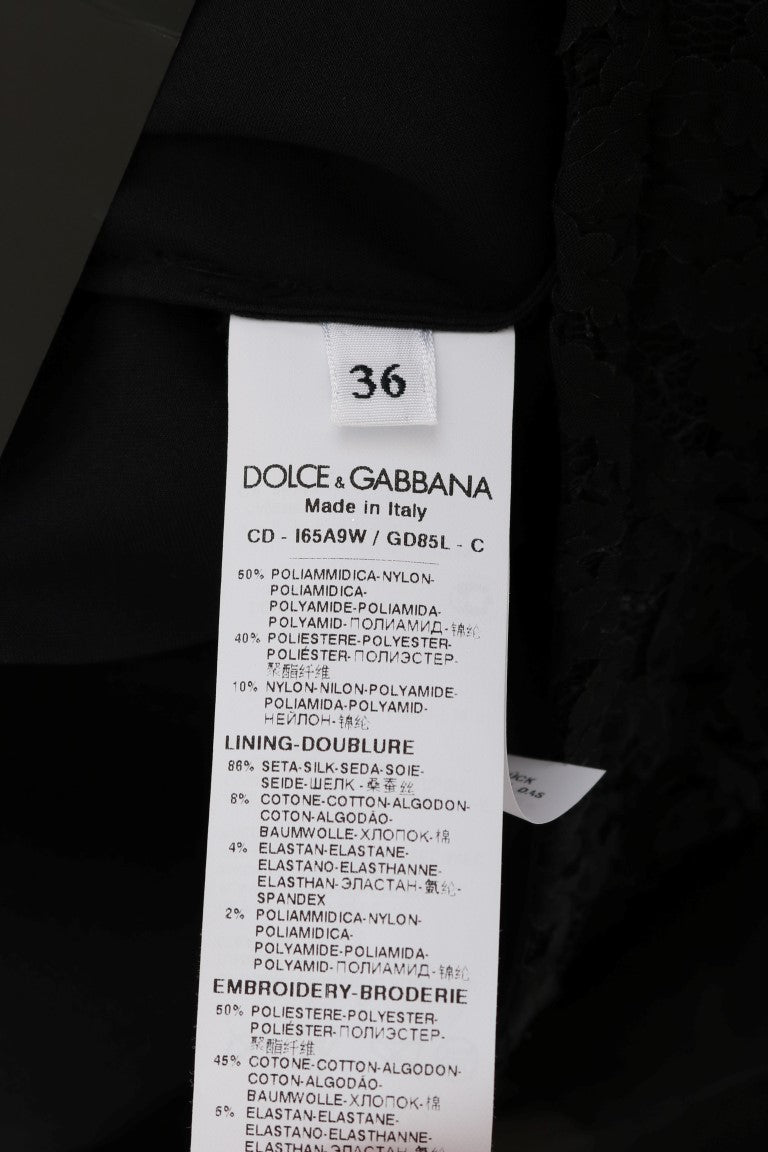 Dolce &amp; Gabbana Robe droite en dentelle noire à cœur rouge