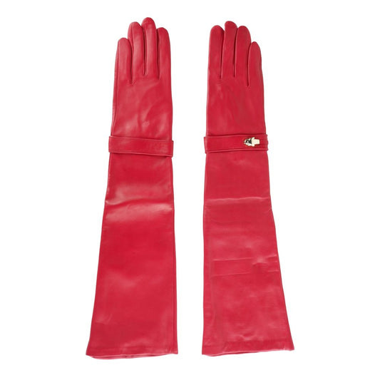 Cavalli Class Elegant Lambskin Leather Gloves in Pink