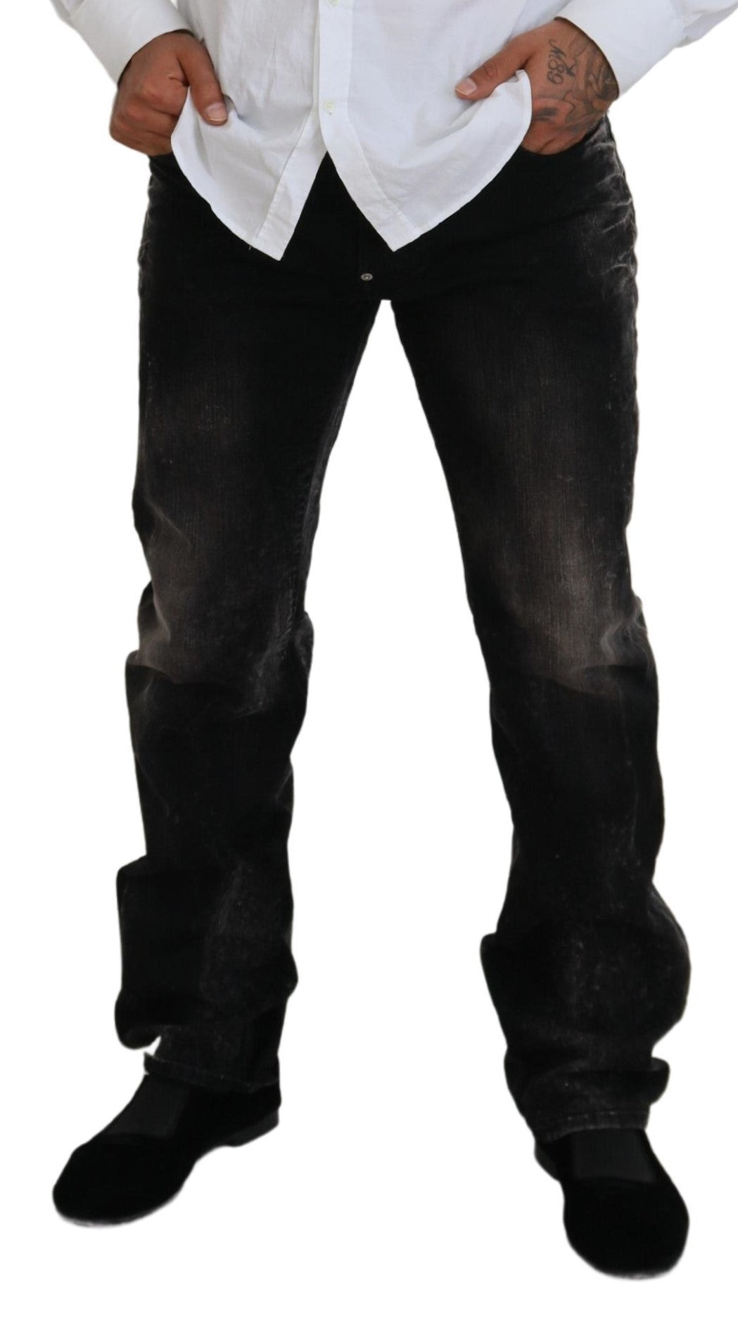 Dsquared² Black Washed Cotton Straight Fit Casual Denim Jeans