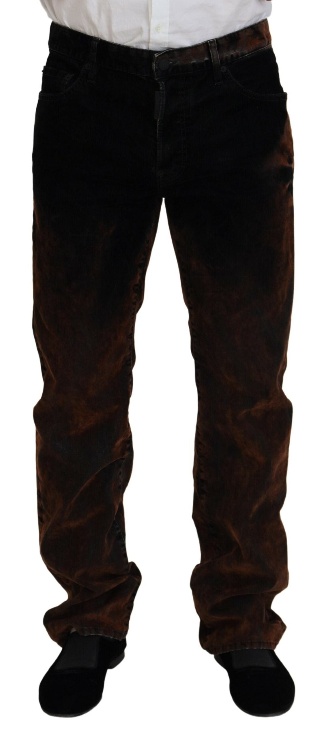 Dsquared² Brown Washed Cotton Straight Fit Casual Denim Jeans