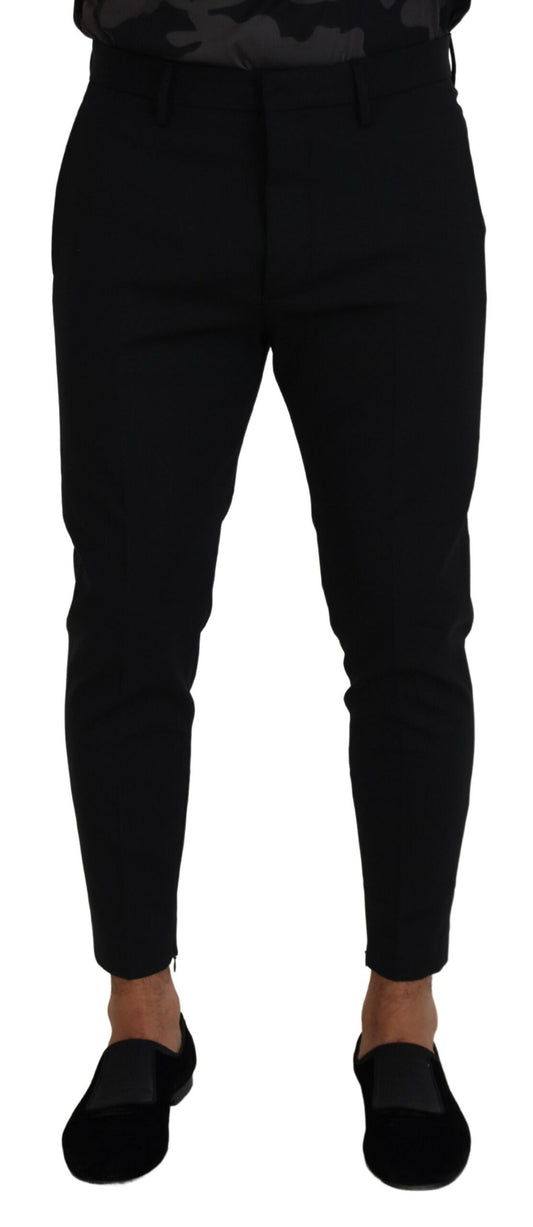 Dsquared² Black Wool Tapered Slim Fit Men Pants