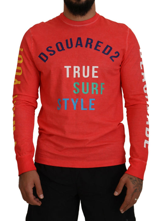 Dsquared² Orange Colorful Print Long Sleeves Top T-shirt