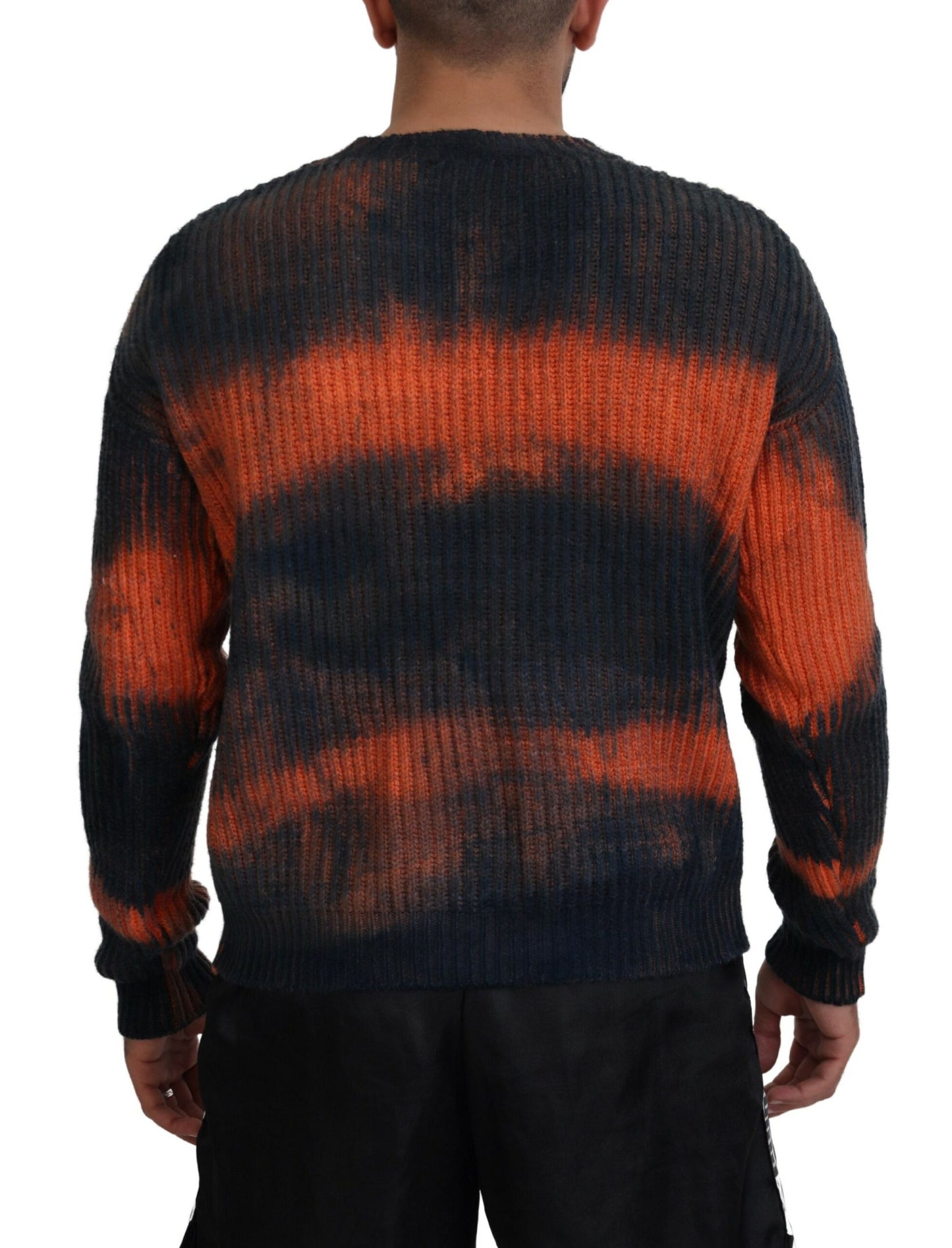 Dsquared² Black Orange Cotton Tie Dye Men Pullover Sweater