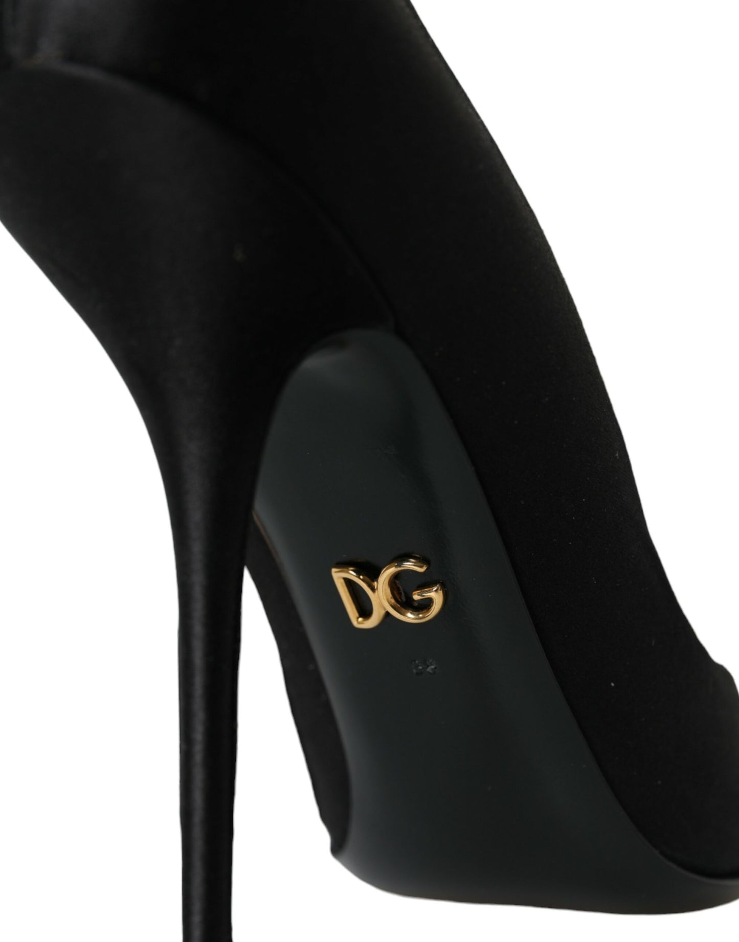 Dolce & Gabbana Black Satin Bow Embellished Heels Pumps Shoes