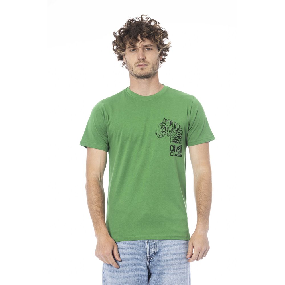 Cavalli Class Green Cotton Men T-Shirt