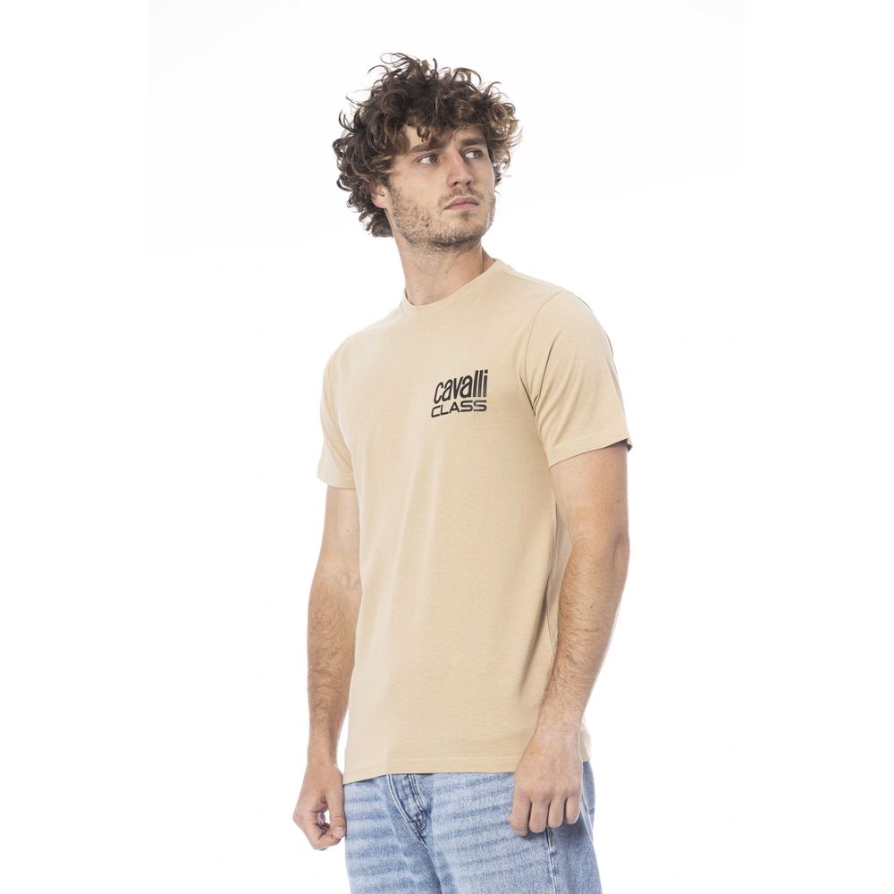 Cavalli Class Beige Cotton Men T-Shirt