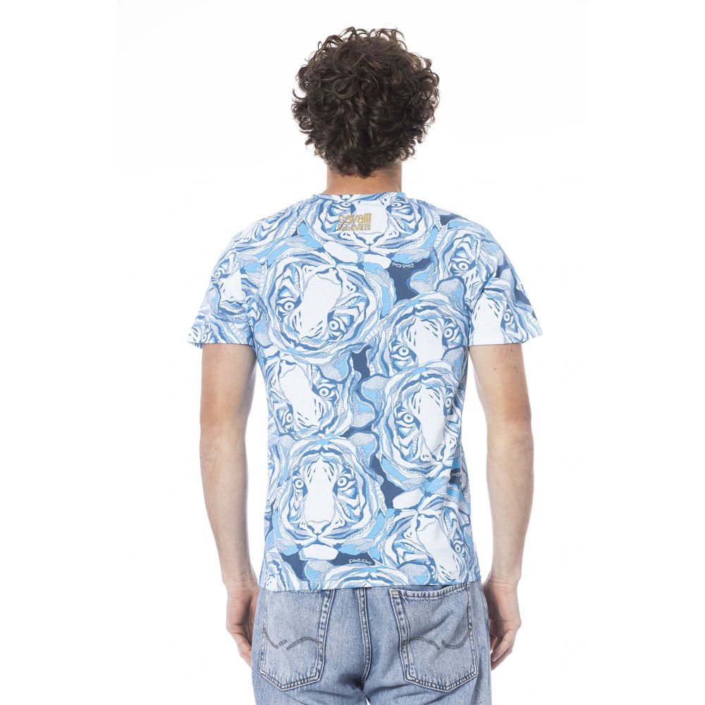 Cavalli Class Light Blue Cotton Men T-Shirt