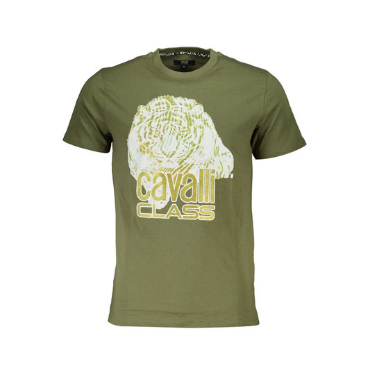 Cavalli Class Green Cotton T-Shirt