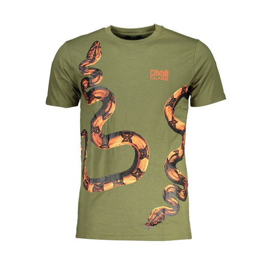 Cavalli Class Green Cotton T-Shirt