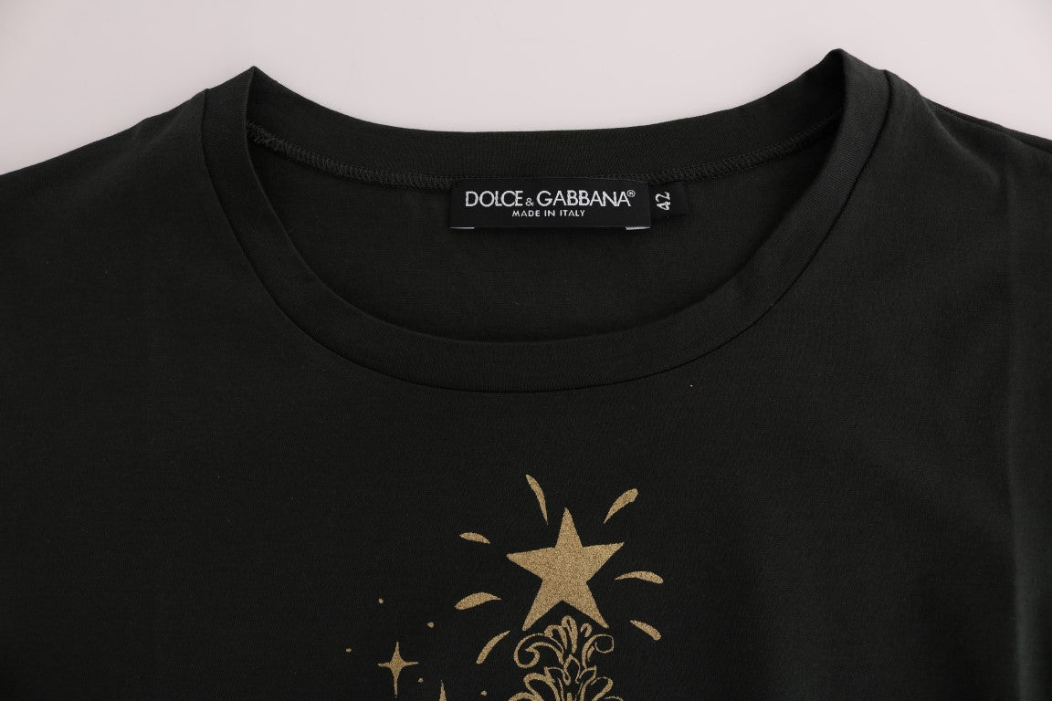 Dolce &amp; Gabbana Grünes Baumwoll-Motiv-T-Shirt 2017