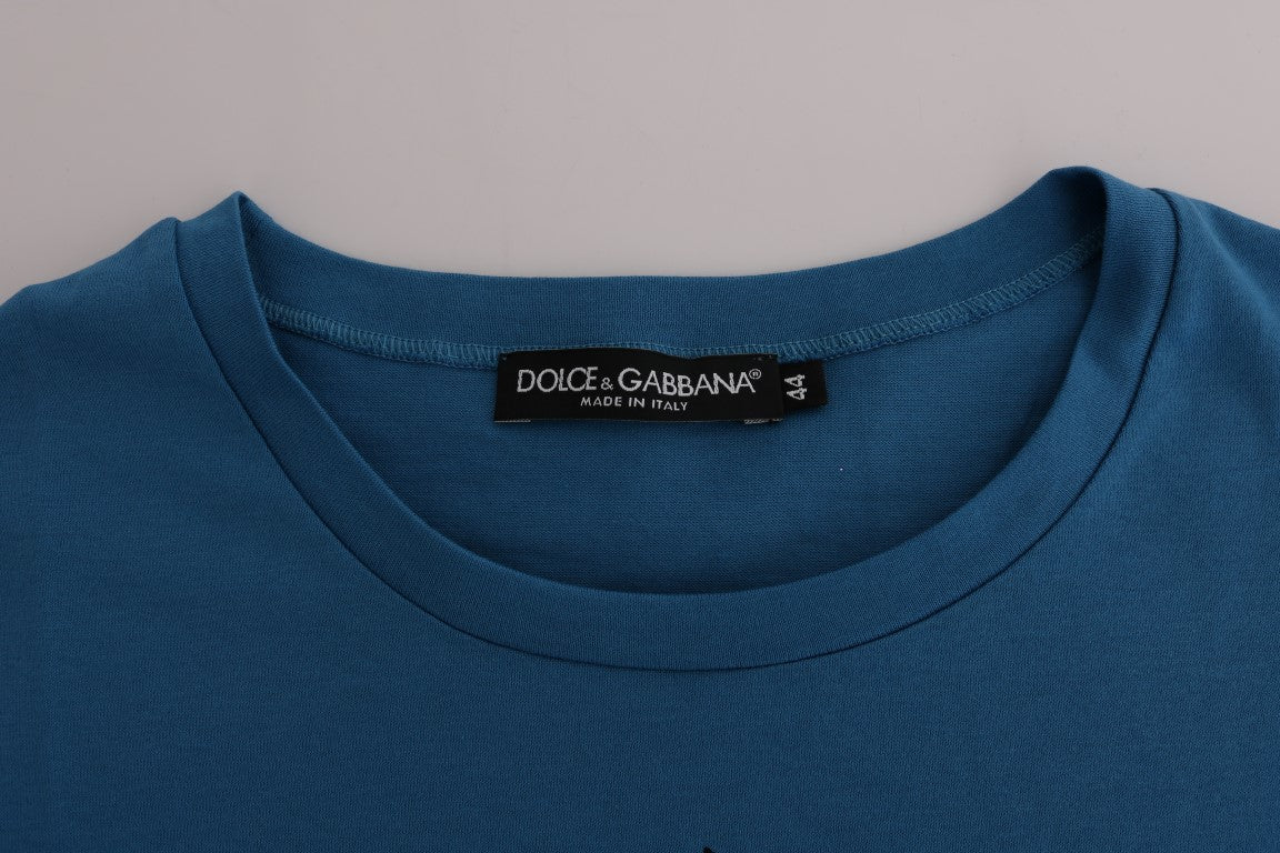 Dolce &amp; Gabbana Blaues Baumwoll-Motiv-T-Shirt 2017